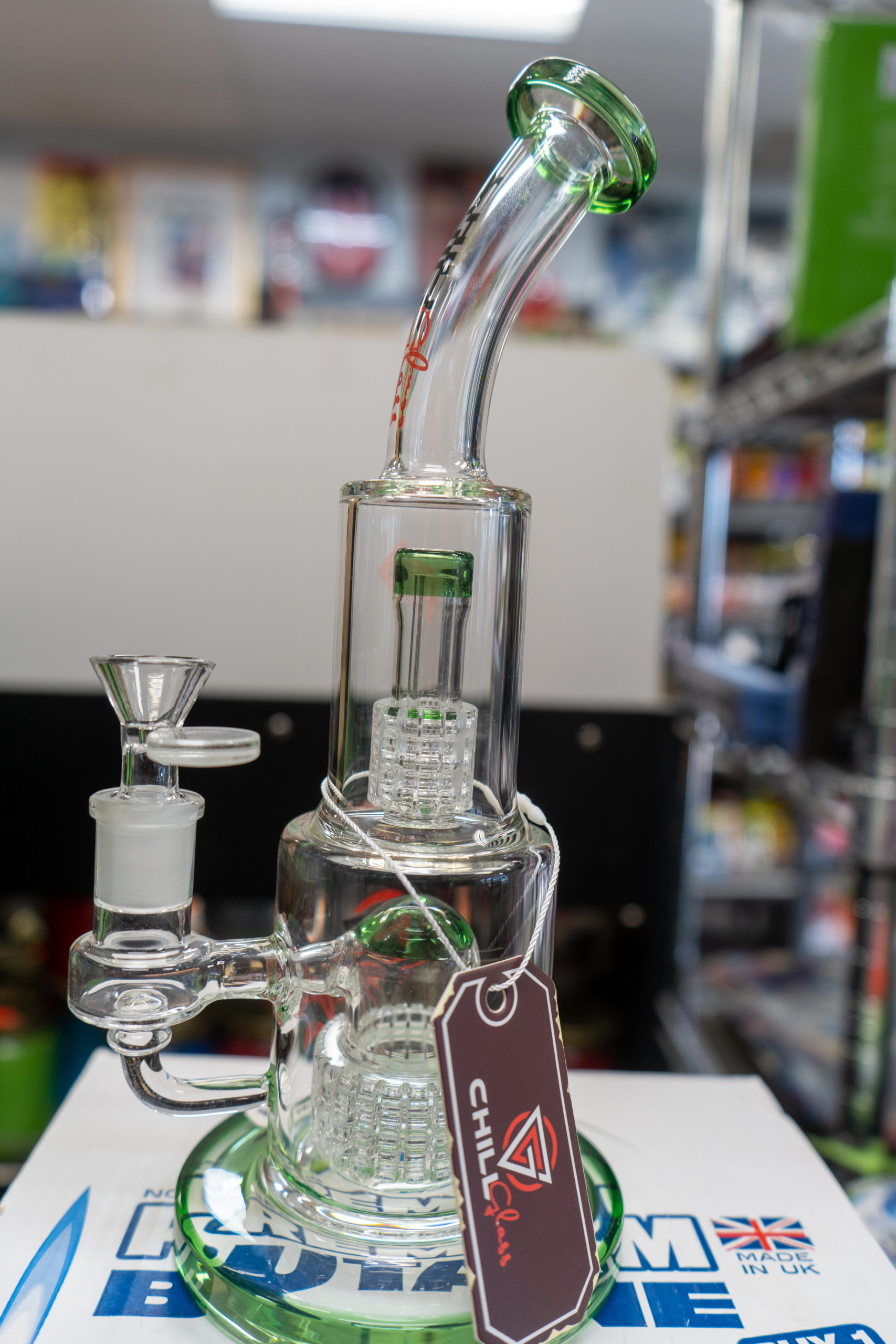 11″ chill glass with green tip